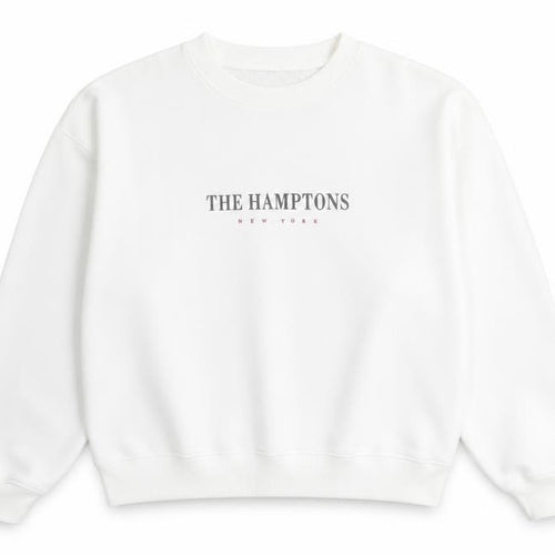 H&M Womens White The Hamptons New York Cotton Blend Sweatshirt M