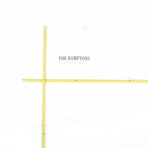 H&M Womens White The Hamptons New York Cotton Blend Sweatshirt M