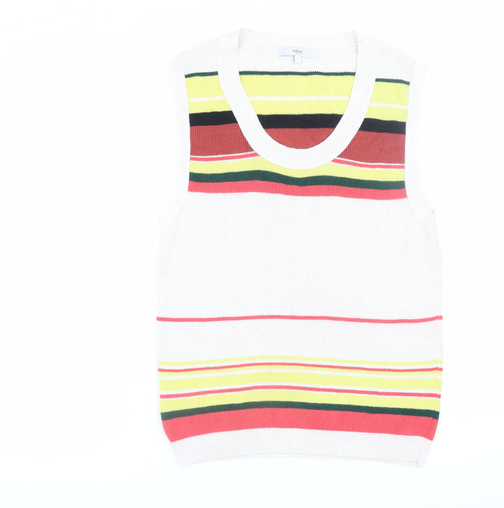 Next Women's Multicoloured Striped Knit Vest Jumper Size 10