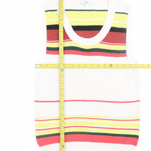 Next Women's Multicoloured Striped Knit Vest Jumper Size 10