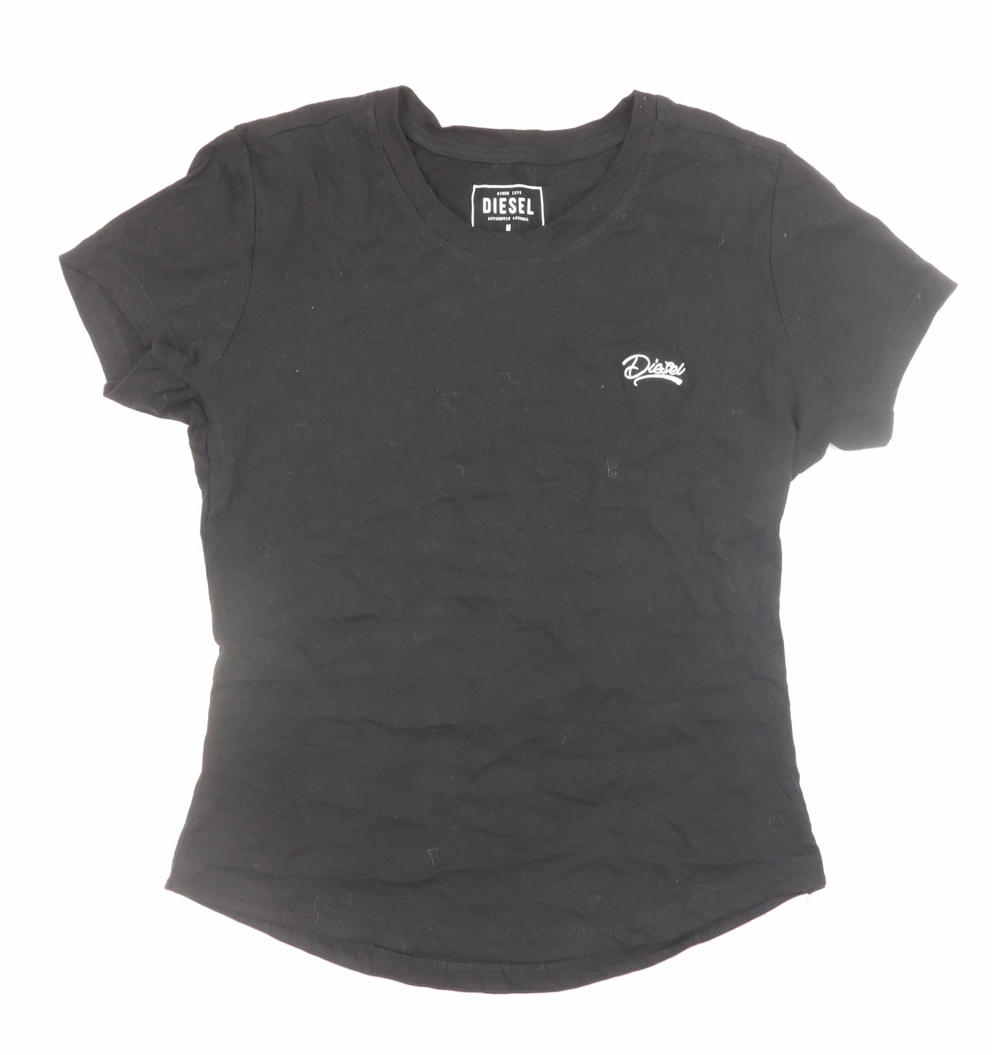 Diesel Womens Black Slim Fit Basic Cotton T-Shirt Medium