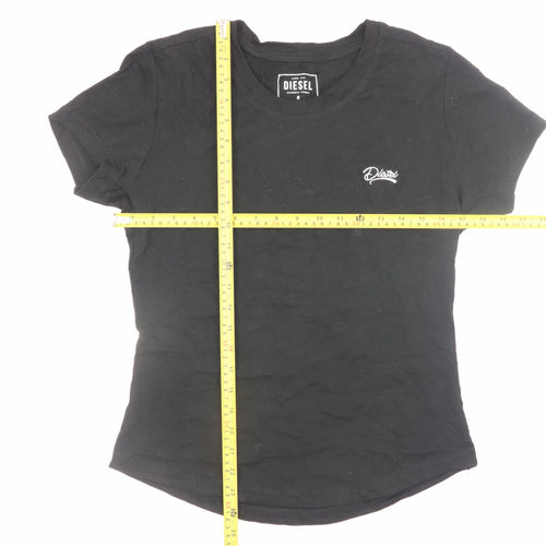 Diesel Womens Black Slim Fit Basic Cotton T-Shirt Medium