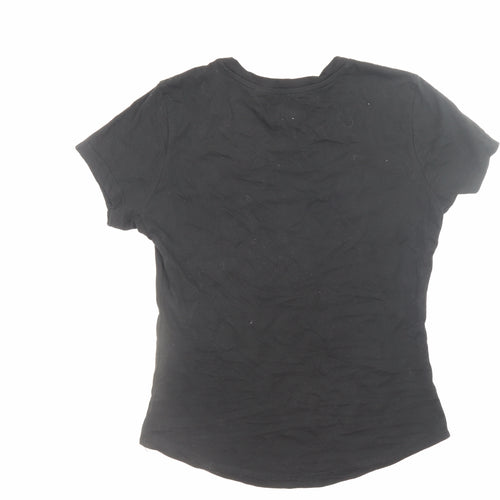 Diesel Womens Black Slim Fit Basic Cotton T-Shirt Medium