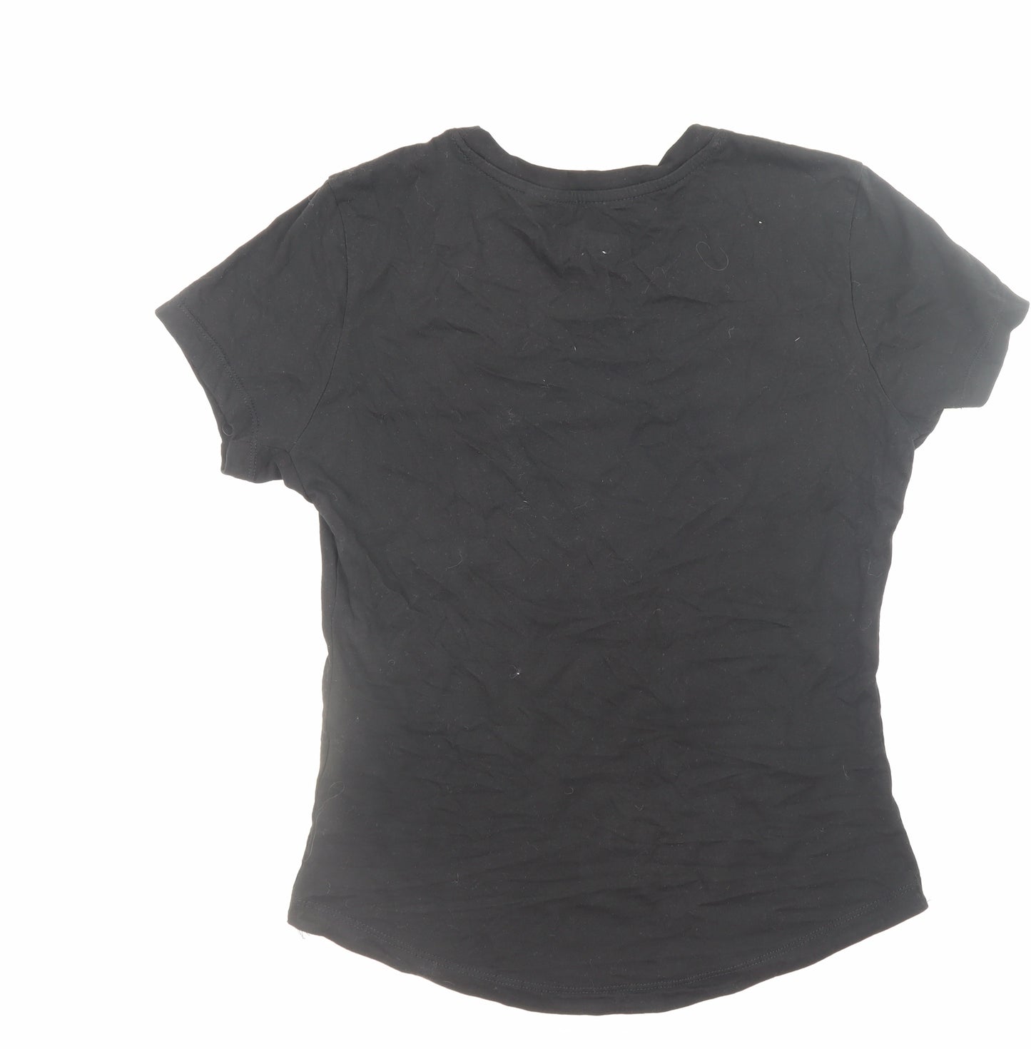 Diesel Womens Black Slim Fit Basic Cotton T-Shirt Medium