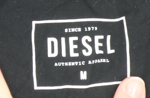 Diesel Womens Black Slim Fit Basic Cotton T-Shirt Medium