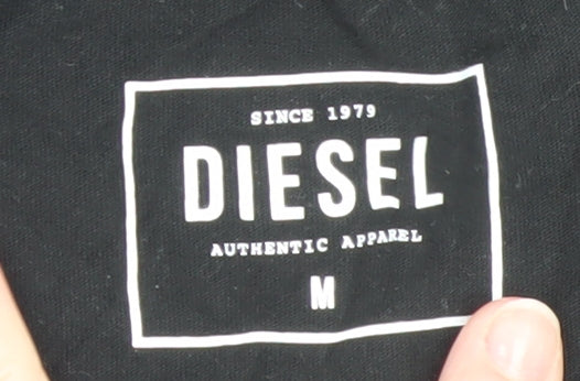 Diesel Womens Black Slim Fit Basic Cotton T-Shirt Medium