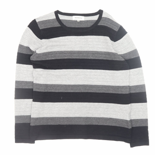 Bassini Men's Grey Striped Knit Pullover Jumper Size M