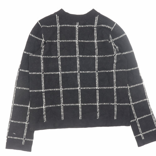 H&M Women's Black Check Knit Jumper Size S Crew Neck Pullover