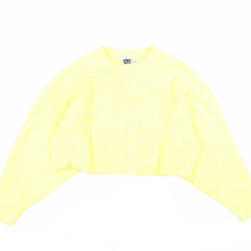 Reclaimed Vintage Women's Yellow Cable-Knit Relaxed Pullover Jumper M