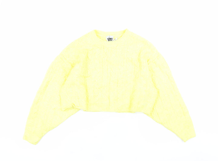 Reclaimed Vintage Women's Yellow Cable-Knit Relaxed Pullover Jumper M