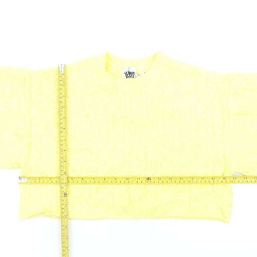 Reclaimed Vintage Women's Yellow Cable-Knit Relaxed Pullover Jumper M