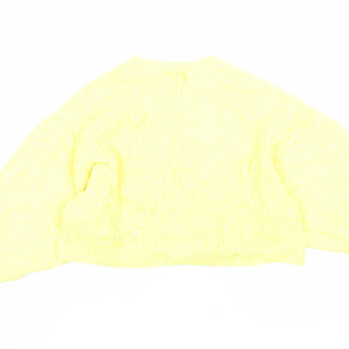 Reclaimed Vintage Women's Yellow Cable-Knit Relaxed Pullover Jumper M