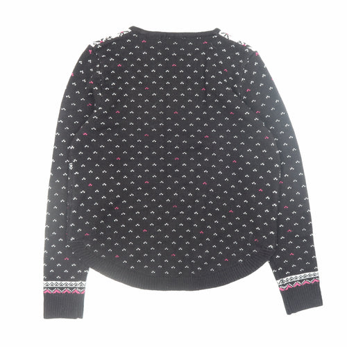 Marks and Spencer Women's Black Fair Isle Reindeer Jumper Medium