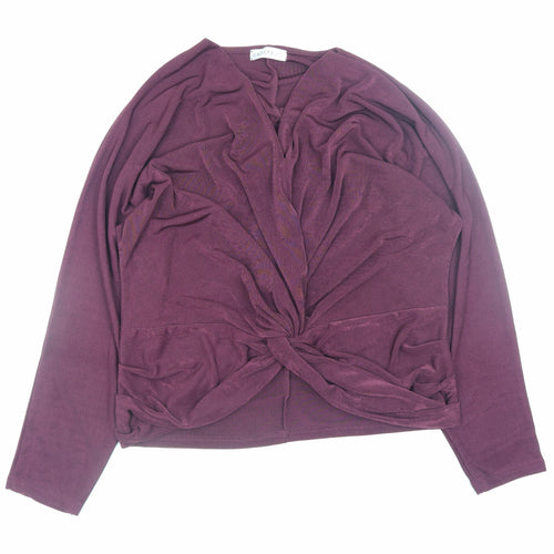 Gallery Womens Plum Purple Wrap Jersey Blouse Size L Long Sleeve