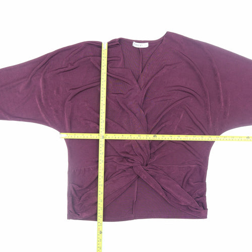 Gallery Womens Plum Purple Wrap Jersey Blouse Size L Long Sleeve