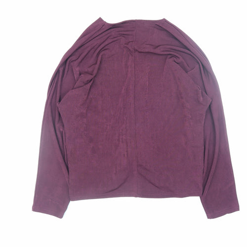 Gallery Womens Plum Purple Wrap Jersey Blouse Size L Long Sleeve