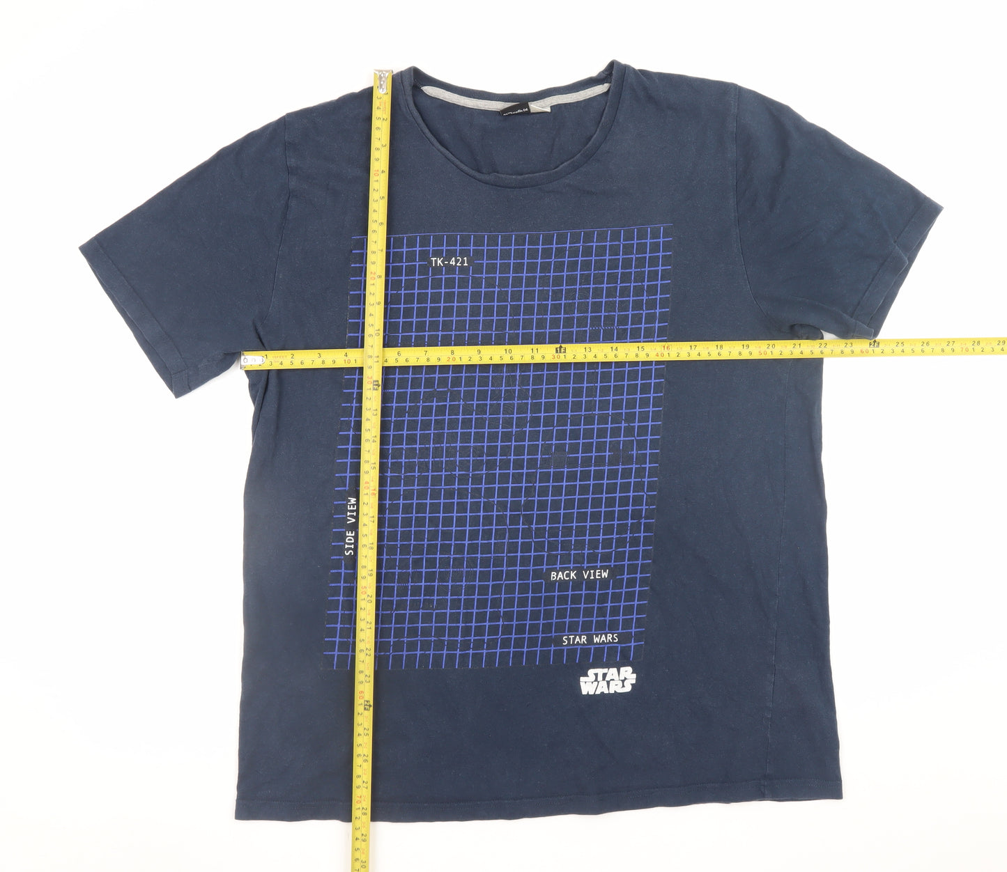 Star Wars Men’s Blue Graphic Print Crew Neck Cotton T-Shirt Size L