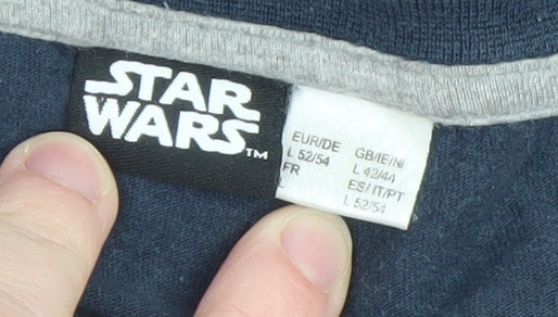 Star Wars Men’s Blue Graphic Print Crew Neck Cotton T-Shirt Size L