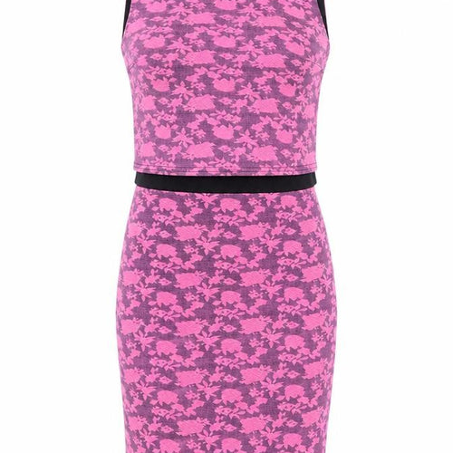 Shabana London Women’s Pink Floral Bodycon Dress L Sleeveless Stretch