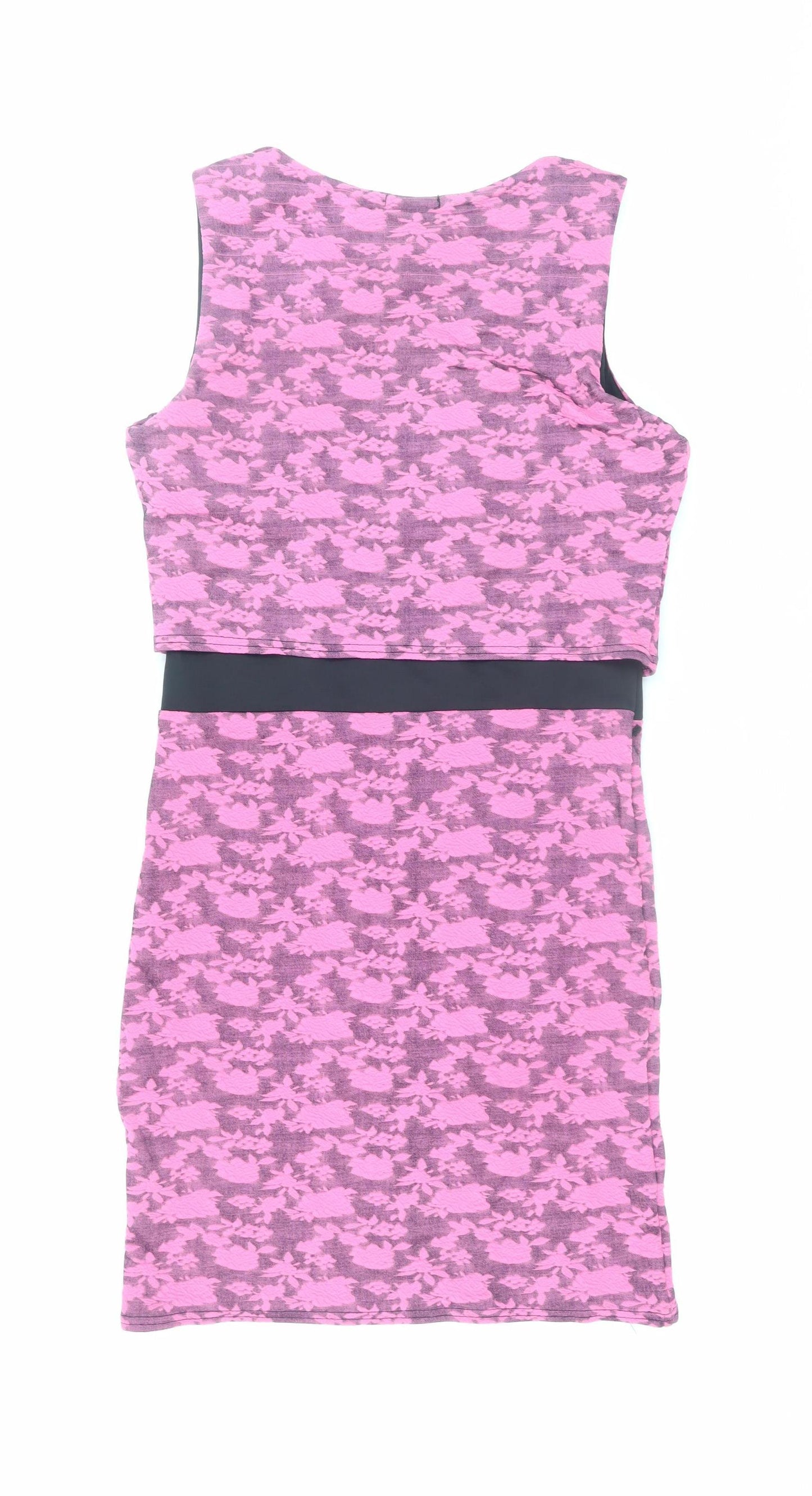 Shabana London Women’s Pink Floral Bodycon Dress L Sleeveless Stretch