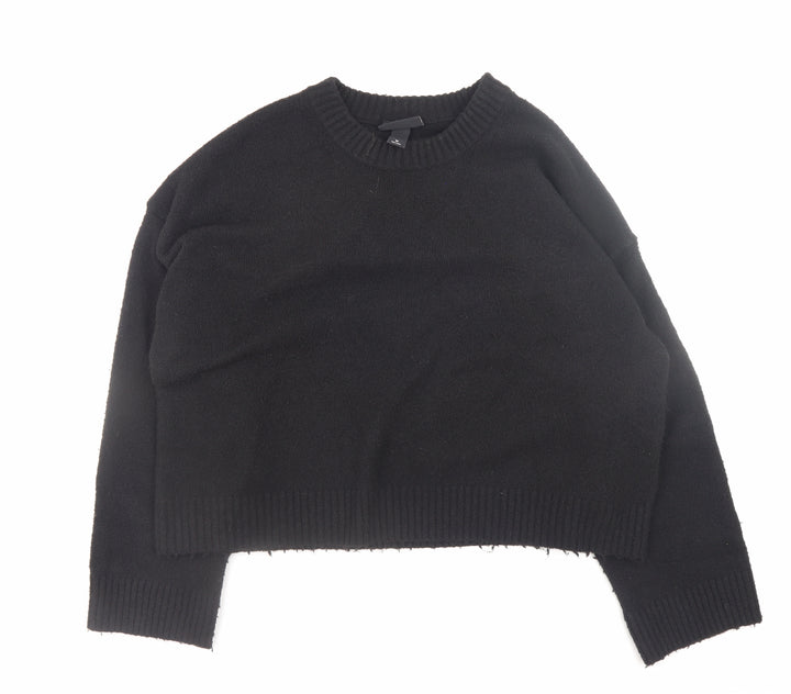 Monki Women’s Black Wool Blend Crew Neck Pullover Jumper Size M