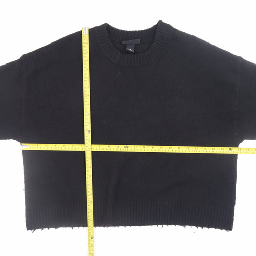 Monki Women’s Black Wool Blend Crew Neck Pullover Jumper Size M