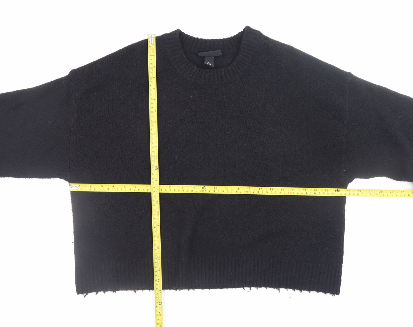 Monki Women’s Black Wool Blend Crew Neck Pullover Jumper Size M