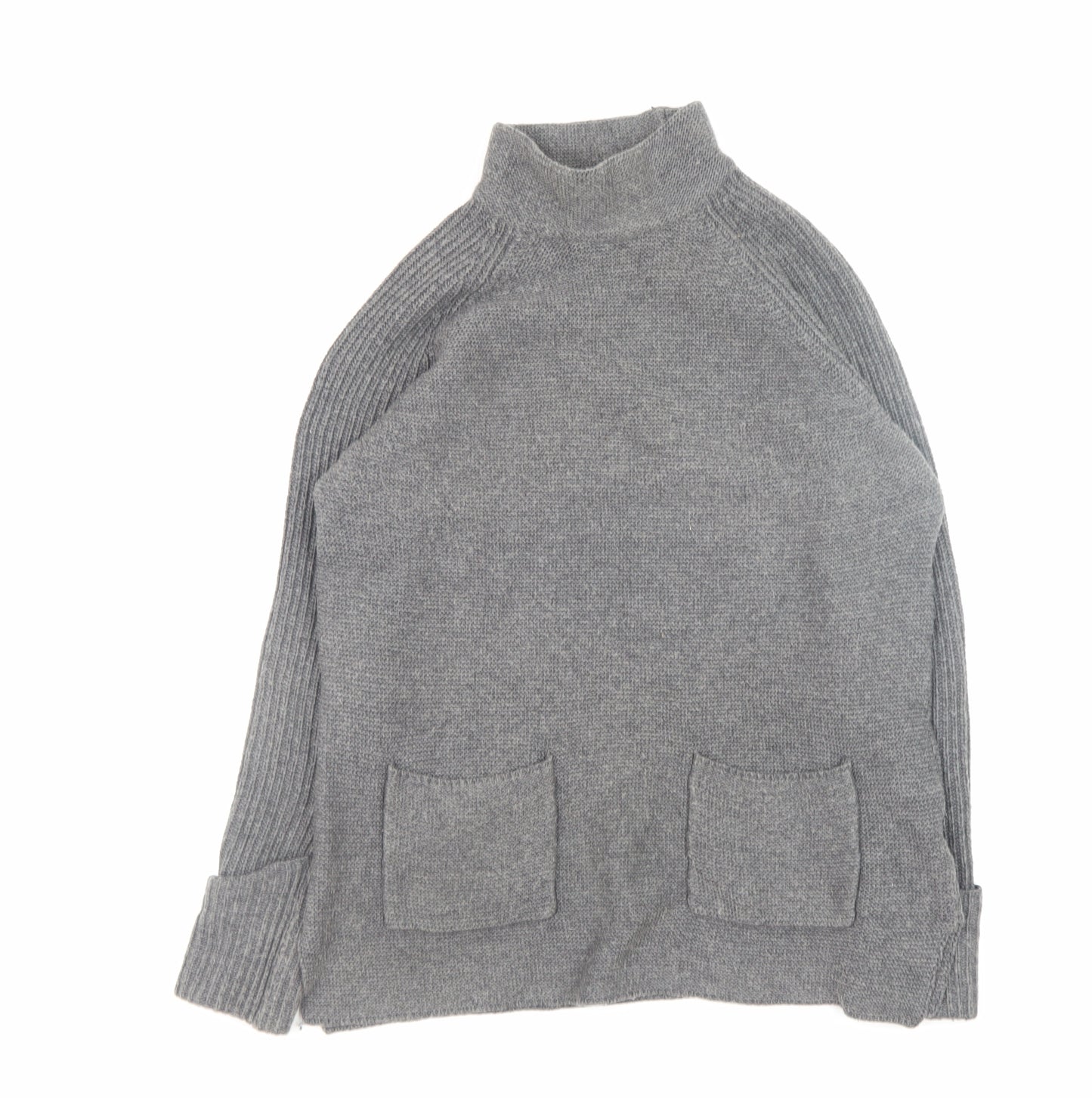 Warehouse Women Grey Size 8 Roll Neck Long Sleeve Knit Jumper