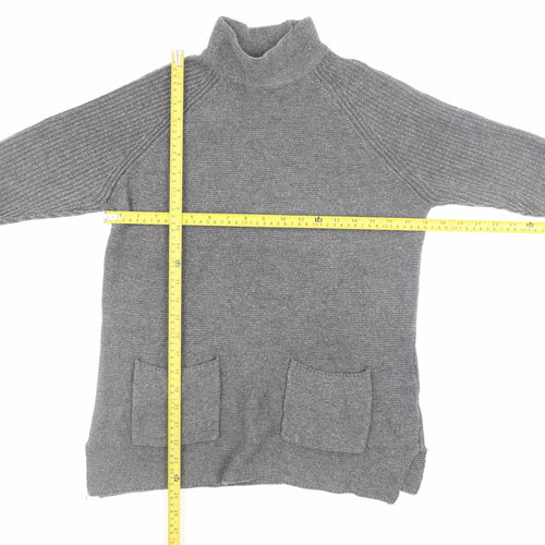 Warehouse Women Grey Size 8 Roll Neck Long Sleeve Knit Jumper