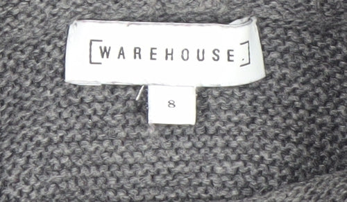 Warehouse Women Grey Size 8 Roll Neck Long Sleeve Knit Jumper