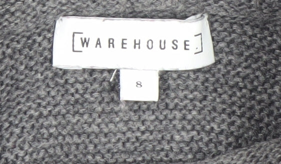 Warehouse Women Grey Size 8 Roll Neck Long Sleeve Knit Jumper