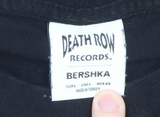 Bershka Men’s Black Death Row Records Graphic T-Shirt Size L