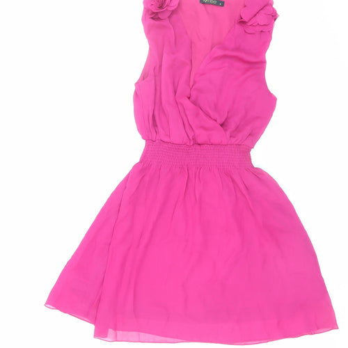 Rise Womens Pink Fit & Flare Sleeveless Short Party Dress Size 8