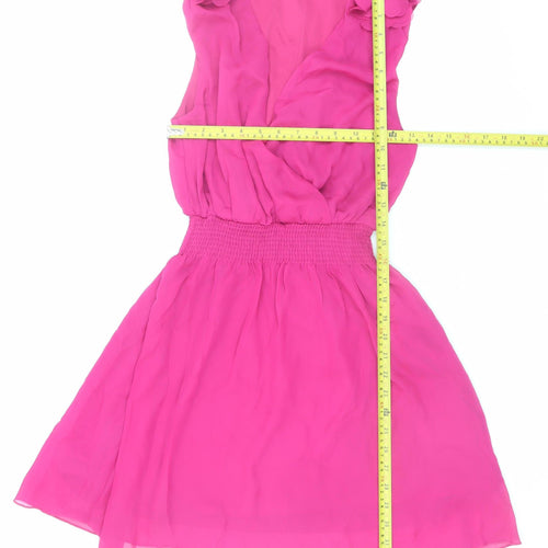 Rise Womens Pink Fit & Flare Sleeveless Short Party Dress Size 8