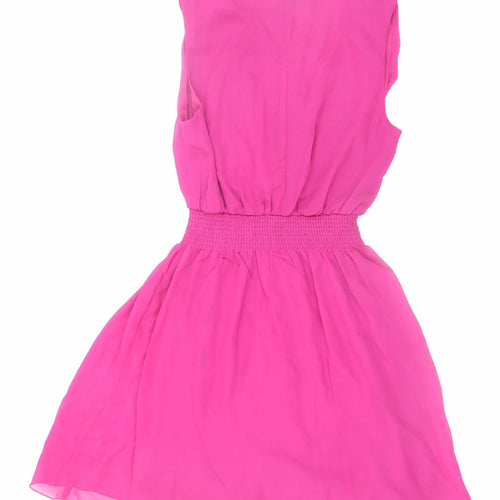Rise Womens Pink Fit & Flare Sleeveless Short Party Dress Size 8
