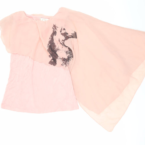 HEY HEY Women's Pink Asymmetrical Chiffon Blouse Size S