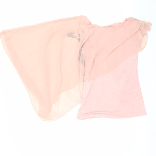 HEY HEY Women's Pink Asymmetrical Chiffon Blouse Size S
