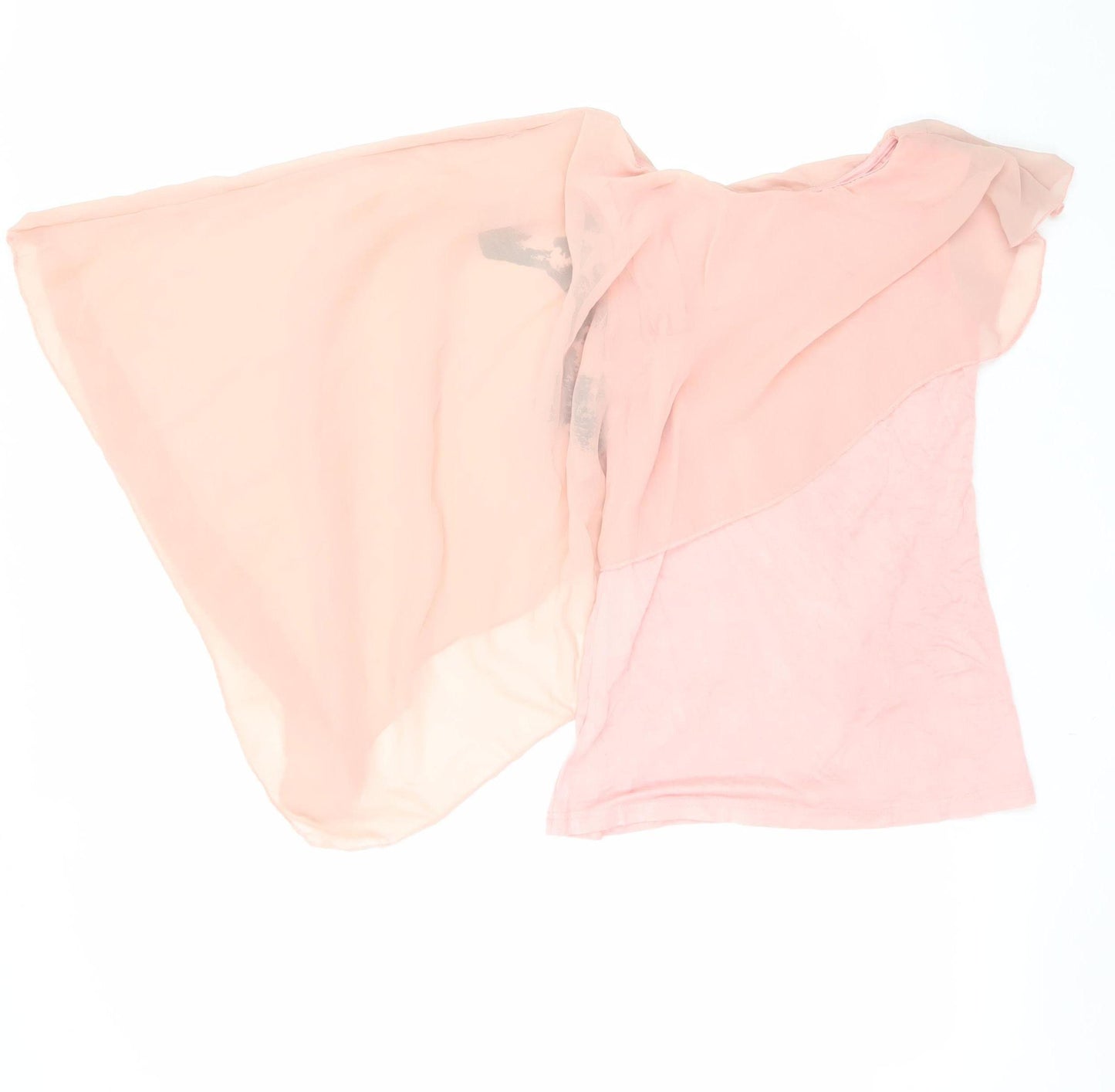 HEY HEY Women's Pink Asymmetrical Chiffon Blouse Size S