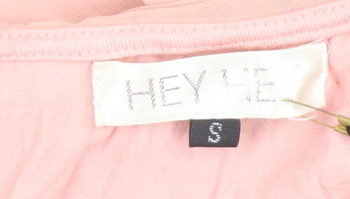 HEY HEY Women's Pink Asymmetrical Chiffon Blouse Size S