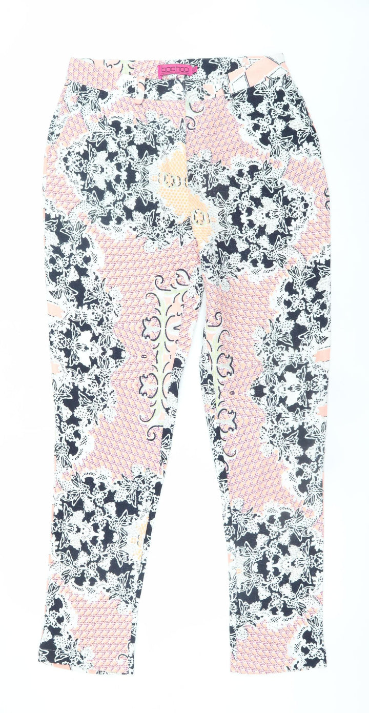 Boohoo Women’s Multicoloured Tapered Trousers Size 12 Polyester