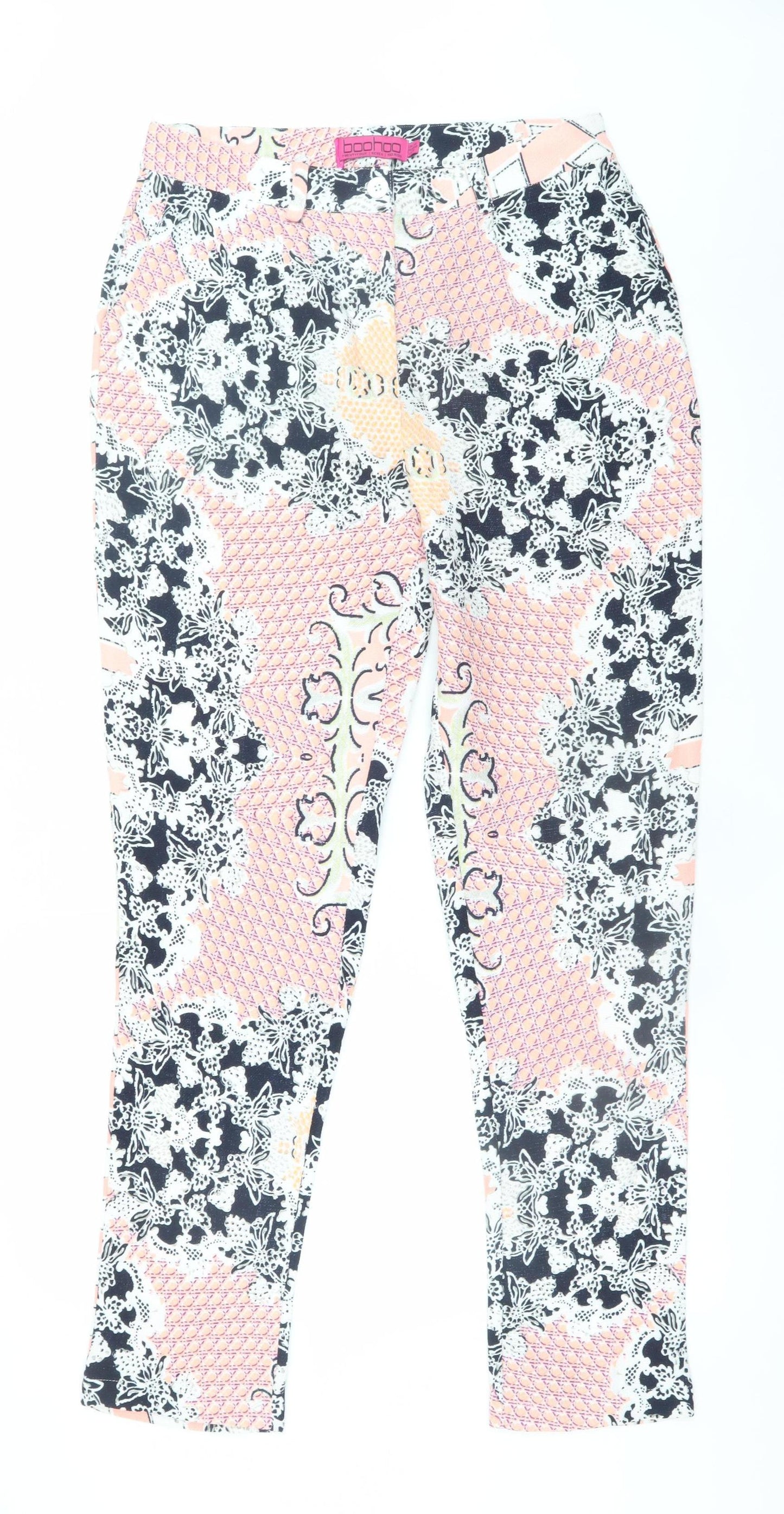 Boohoo Women’s Multicoloured Tapered Trousers Size 12 Polyester