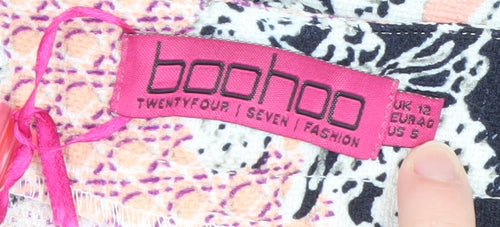 Boohoo Women’s Multicoloured Tapered Trousers Size 12 Polyester