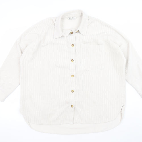 Stradivarius Women Beige Corduroy Button Jacket Size 14