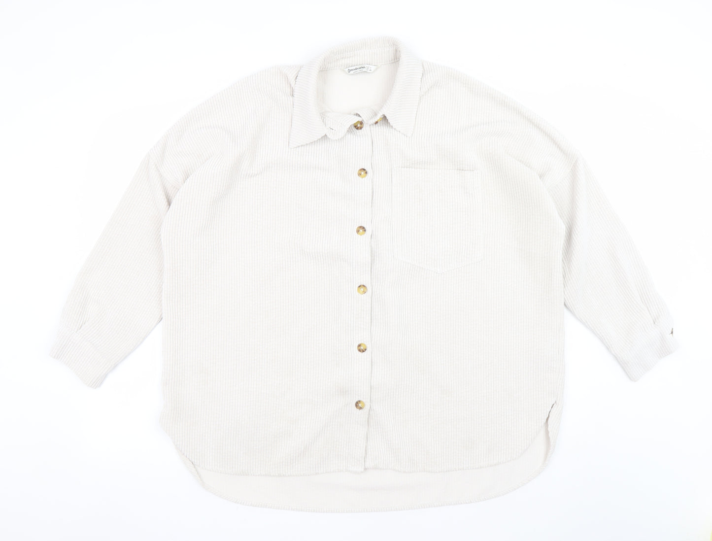 Stradivarius Women Beige Corduroy Button Jacket Size 14
