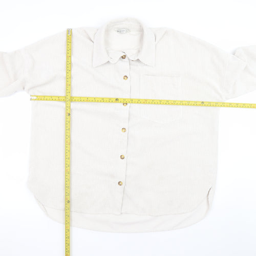 Stradivarius Women Beige Corduroy Button Jacket Size 14