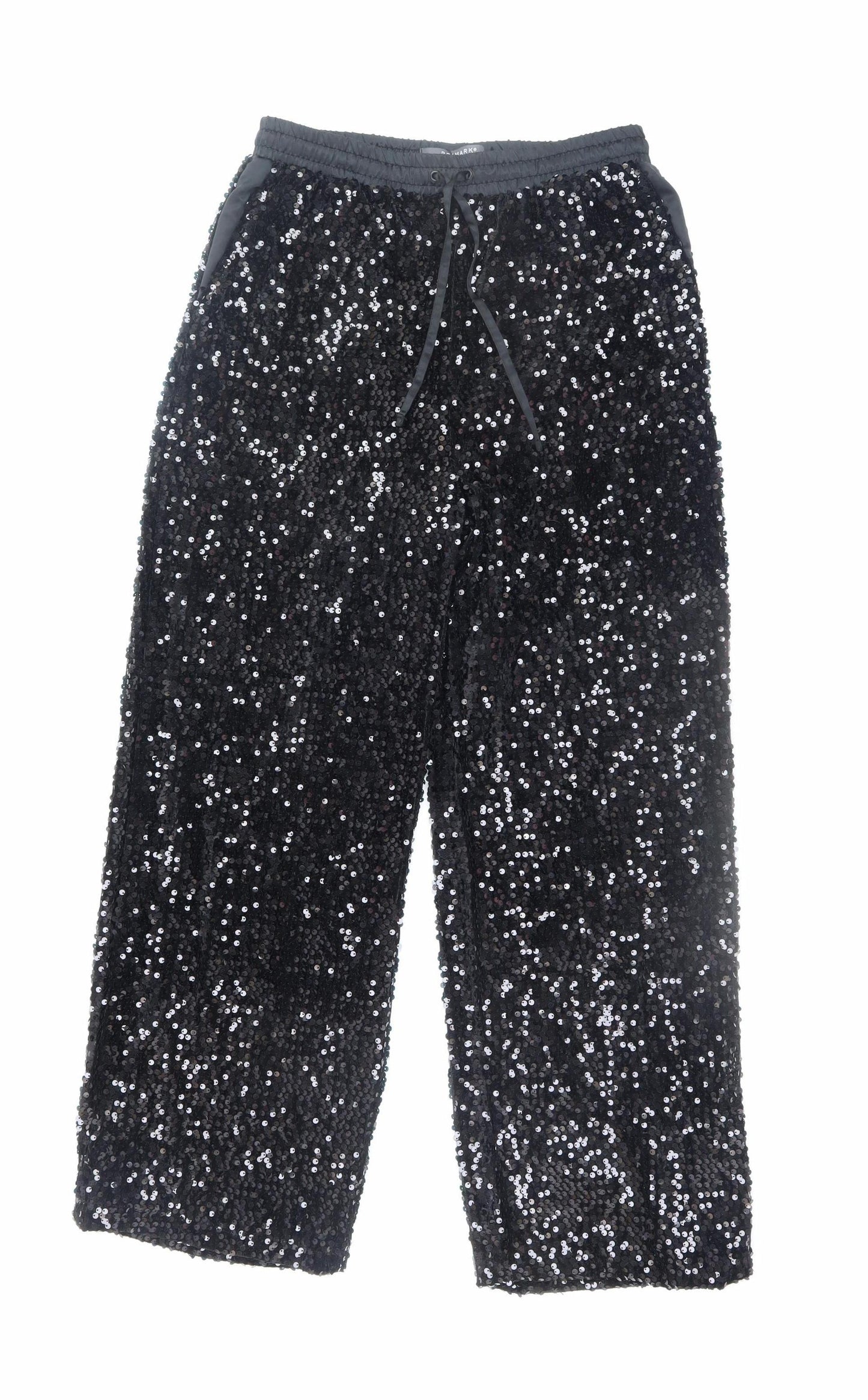 Primark Women's Black Sequin Wide-Leg Party Trousers Size S