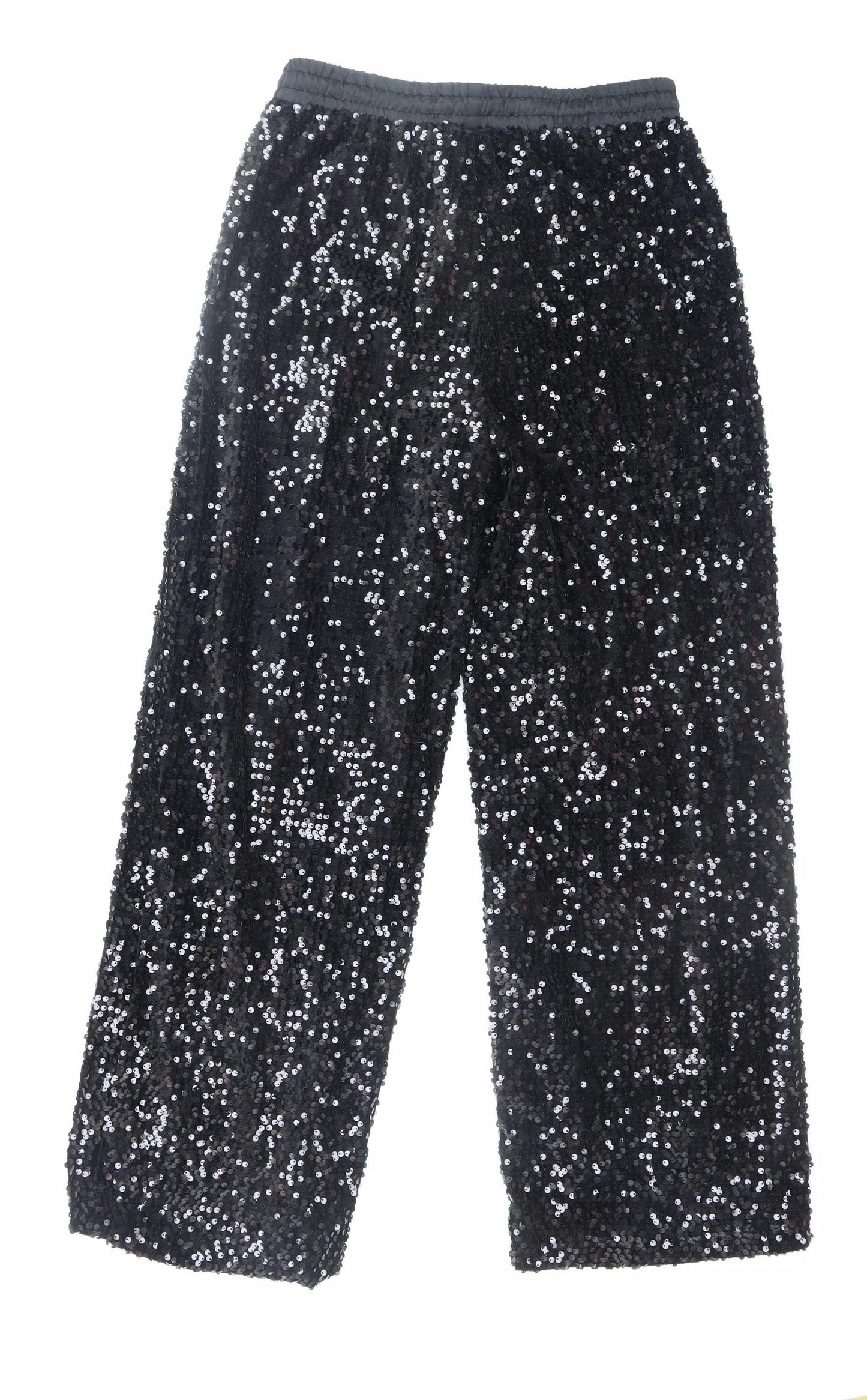 Primark Women's Black Sequin Wide-Leg Party Trousers Size S