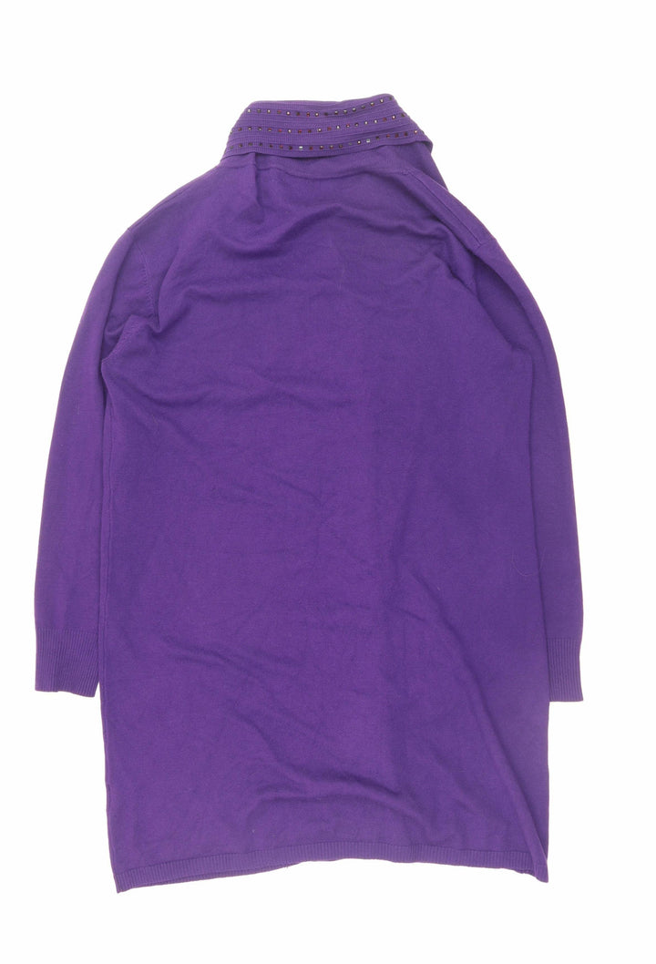 Autonomy Women Purple Rhinestone Open Knit Cardigan L Viscose Blend