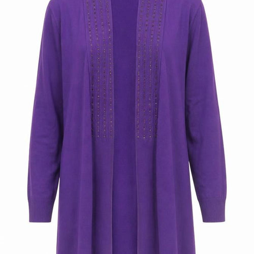 Autonomy Women Purple Rhinestone Open Knit Cardigan L Viscose Blend
