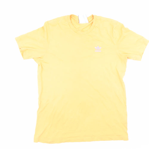 Adidas Men's Yellow Crew Neck Cotton T-Shirt Size S